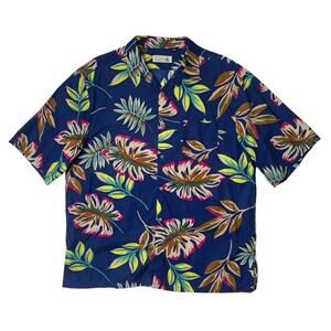 Seaspice Shirt Mens 2XL Resort Wear‎ Floral Leaf Print Button Up Short Sleeve